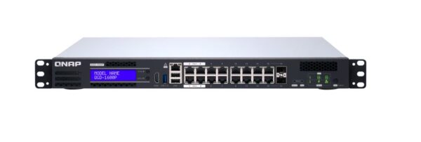 QNAPQGD-1600P-8G World’s first smart PoE edge switch that runs QTS and supports hosting Virtual Machines (VMs)