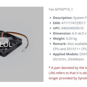 Synology DS411 REPLACEMENT FAN