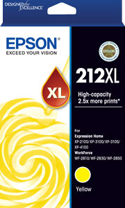 EPSON 212XL YELLOW INK FOR XP-4100 XP-3105 XP-3100 XP- 2100 WF-2850 WF-2830 WF-2810