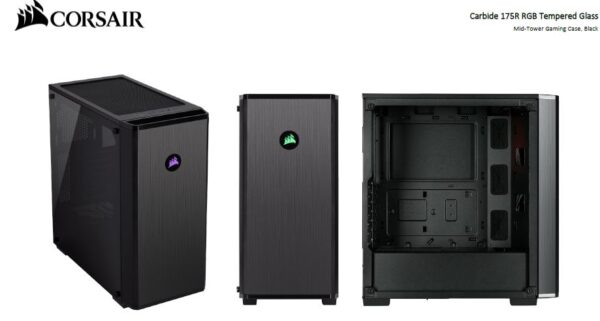 The Carbide Series 175R RGB is a mid-tower ATX case designed with clean lines and accented with an included RGB cooling fan. Show off your PC’s interior with an edge-to-edge tempered glass side panel