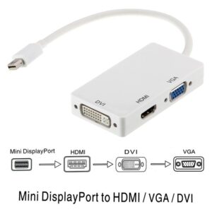 Astrotek 3 in1 Thunderbolt Mini DP Display Port to HDMI DVI VGA Adapter Cable for MacBook Air/Pro 32AWG OD5.0MM