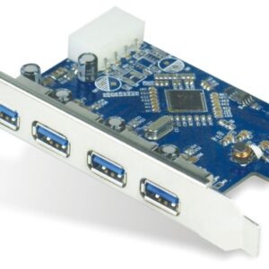 The ASTROTEK  Super Speed PCI-E to USB 3.0 19-Pin 4 Port PCI Express Expansion Card Adapter MOLEX 4Pin Connector with Driver CD for Desktop.Hot-swapping feature allows you to connect/disconnect devices without powering down the system