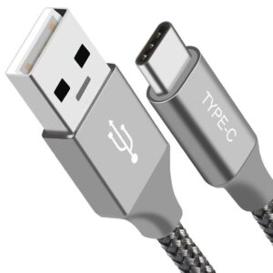 Astrotek 1m USB-C 3.1 Type-C Data Sync Charger Cable SilverStrong Braided Heavy Duty Fast Charging for Samsung Galaxy Note 8 S8 Plus LG Google Macbook