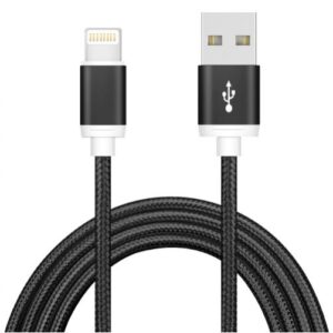 Astrotek 1m USB Lightning Data Sync Charger Black Cable for iPhone 6S 6 Plus 5 5S iPad Air Mini iPod