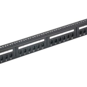 CAT6 Patch Panel 24 Port PCB Type with Cable Management 3U" Gold Plated Black RoHS Black