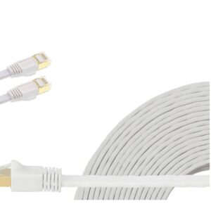 Edimax 3m White 40GbE Shielded CAT8 Network Cable - Flat 100% Oxygen-Free BAre Copper Core