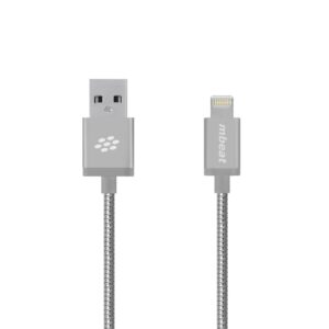 mbeat® "Toughlink"1.2m Lightning Fast Charging Cable - Silver/Durable Metal Braided/MFI/Apple iPhone X 11 7S 7 8 Plus XR 6S 6 5 5S iPod iPad Mini Air