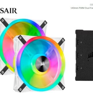 Give your PC spectacular lighting from any angle with the CORSAIR iCUE QL140 RGB PWM Dual Fan Kit