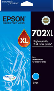 EPSON 702XL CYAN INK DURABRITE WF-3720 WF-3725