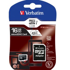 Verbatim Micro SDHC 16GB (Class 10) with Adaptor