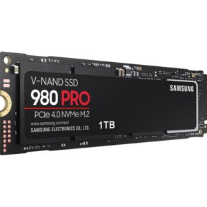 Samsung 980 Pro 1TB NVMe SSD 7000MB/s 5000MB/s 1000K/1000K IOPS 600TBW 1.5M Hrs MTBF M.2 2280 PCIe 4.0 Gen4 3-bit MLC V-NAND 5yrs Wty