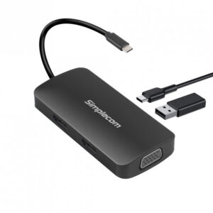 DA450 is a 5-in-1 USB-C multiport MST (Multi Stream Transport) Hub offers one VGA output and dual HDMI outputs. It allows you to connect 3 screens simultaneously and supports up to 2 extended screens. DA450 also supports Power Delivery up to 100W charging via the USB-C port and one USB-A SuperSpeed port for data connection