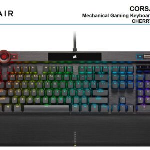 The incomparable CORSAIR K100 RGB Mechanical Gaming Keyboard combines stunning aluminum design with per-key RGB lighting and a 44-zone LightEdge. Powerful CORSAIR AXON Hyper-Processing Technology enables unparalleled capabilities such as 4