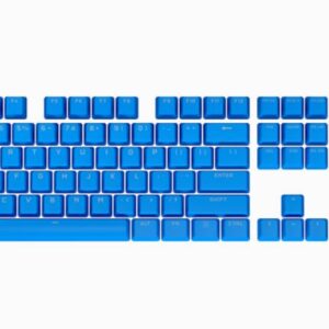 A CORSAIR PBT DOUBLE-SHOT Elgato Blue PRO Keycap Mod Kit gives your keyboard added durability and personalization thanks to thick double-shot PBT plastic with textured surfaces and multiple striking color options.