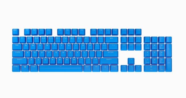 A CORSAIR PBT DOUBLE-SHOT Elgato Blue PRO Keycap Mod Kit gives your keyboard added durability and personalization thanks to thick double-shot PBT plastic with textured surfaces and multiple striking color options.