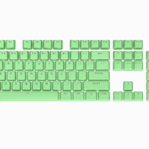 A CORSAIR PBT DOUBLE-SHOT Mint Green PRO Keycap Mod Kit gives your keyboard added durability and personalization thanks to thick double-shot PBT plastic with textured surfaces and multiple striking color options.