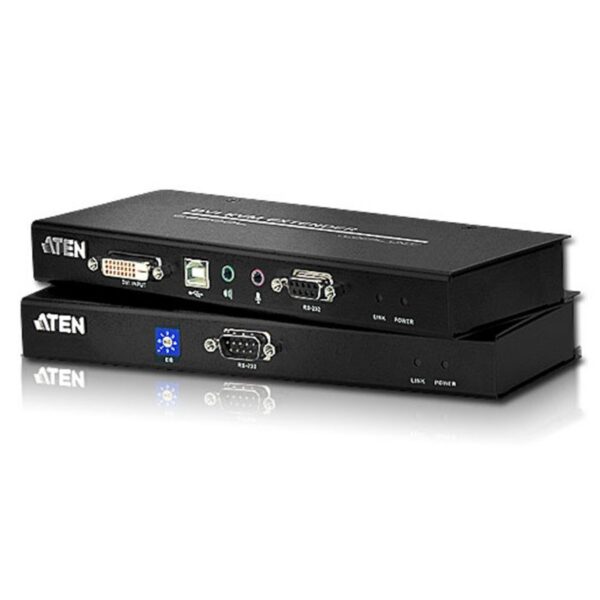 Aten CE-600 - DVI KVM Extender The CE600 is a DVI and USB based KVM Extender with RS-232 serial functionality. It allows access to a computer system from a remote console (USB keyboard