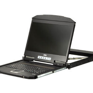 The CL3700 USB HDMI LCD Console is a short depth single rail LCD KVM console featuring an 18.5" LED-backlit widescreen LCD monitor with an integrated keyboard and touchpad. The short-depth design fits all 19" equipment cabinets