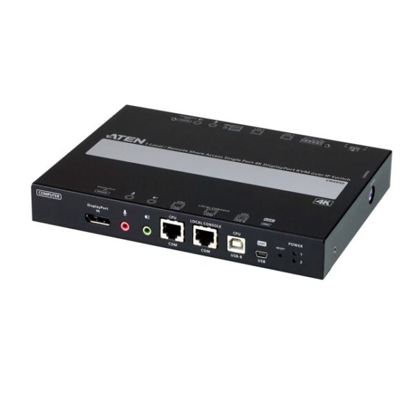 Aten 1-Local/Remote Share Access Single Port 4K DisplayPort KVM over IP with Audio and Virtual Media