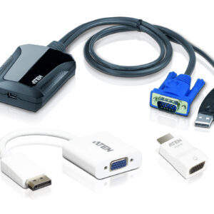 The Laptop USB KVM Console Crash Cart Adapter IT Kit is highly recommended for on-the-go IT professionals who need connection flexibility and high mobility. This IT Kit provides an all-in-one solution that ensures compatibility with most major types of video interface