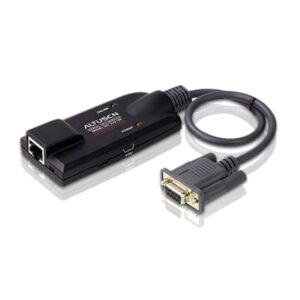 The Altusen Serial KVM Adapter Cable connected to KVM device allows the control of serial devices through serial ports. This adapter is light and come in compact form factor