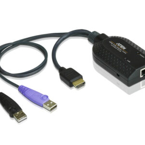 The KA7168 KVM Adapter Cable connects a KVM switch to the HDMI video and USB ports of a target computer. The KA7168 supports HDMI output and provides a USB plug to connect a target computer for Smart Card/CAC support*. With its small size and light weight design
