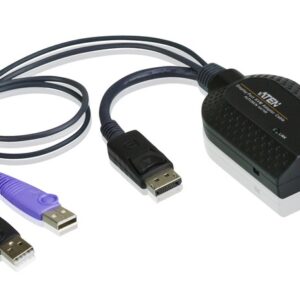 The KA7169 KVM Adapter Cable connects a KVM switch to the DisplayPort video and USB ports of a target computer. The KA7169 supports a DisplayPort connection and provides a USB plug to connect a target computer for Smart Card/CAC support*. With its small size and light weight design