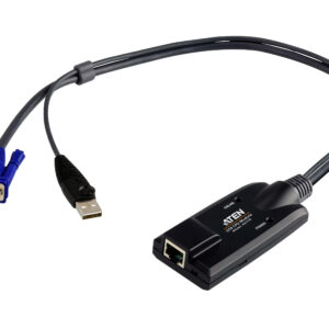 The KA7170 USB KVM Adapter Cable connects the KVM switch to the video and USB ports of the target computer. With its small form factor and light weight design