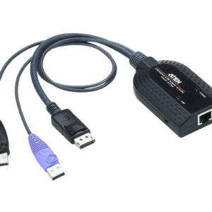 The KA7189 KVM Adapter Cable connects a KVM switch to the DisplayPort video and USB ports of a target computer.* The KA7189 supports DisplayPort output and provides two USB plugs to connect a target computer for keyboard/mouse