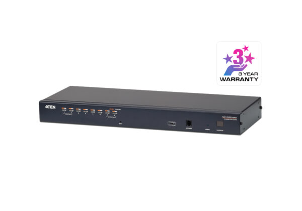 The KH1508 KVM Switch is control unit that allow access to multiple computers from a single KVM console. The KH1508 features RJ-45 connectors and Cat 5 cable to link to the computers. Combined with Auto Single Compensation(ASC)