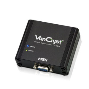 The VC160A is a VGA-to-DVI Converter that lets you view VGA source data in DVI output display. It uses dual power