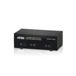 The VS0201 2-Port VGA Switch with Audio allows you to connect two audio/video source computers to a single monitor or projector with full audio and quickly switch between the devices for use. VS0201 built-in bi-directional RS-232 serial port for high-end system control