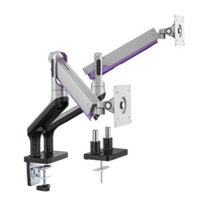 Brateck Dual Monitor Premium Aluminium Spring-Assisted Monitor Arm Fit Most 17"-32"  Flat Panel and Curved Monitors Up to 9kg per screen (Sliver)(LS)