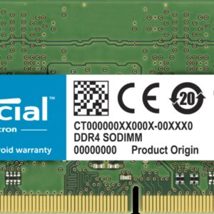 Crucial 32GB (1x32GB) DDR4 SODIMM 3200MHz CL32 1.2V PC4-21300 Dual Ranked Single Stick Notebook Laptop Memory RAM