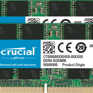 Crucial 32GB (2x16GB) DDR4 SODIMM 2666MHz CL19 1.2V Dual Ranked 2Rx8 Notebook Laptop Memory RAM