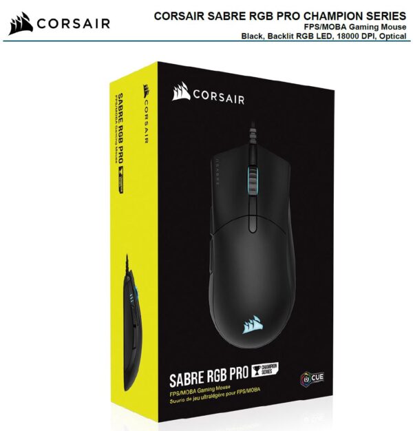 The CORSAIR SABRE RGB PRO Gaming Mouse is designed for and tested by esports pros