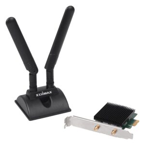 Edimax EW-7833AXP AX3000 Wi-Fi 6 Dual Band 802.11ax  Bluetooth 5.0 PCI Express Adapter WiFi6 OFDMA MU-MIMO 3000Mbps Magnetised Base External Antenna
