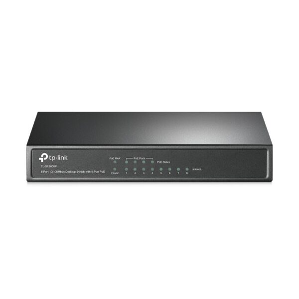 TL-SF1008P is an 8 10/100Mbps ports unmanaged switch that requires no configuration and provides 4 PoE (Power over Ethernet) ports. It can automatically detect and supply power with all IEEE 802.3af compliant Powered Devices (PDs). In this situation