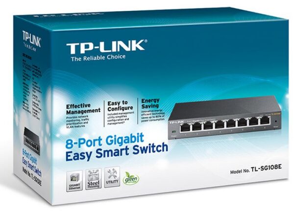 8 10/100/1000Mbps ports provide instant large file transfers