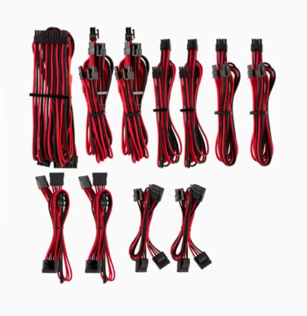 The CORSAIR Premium Individually Sleeved Type 4 Gen 4 Pro Kit includes everything you need to fully upgrade your PSU cables to flexible paracord sleeve
