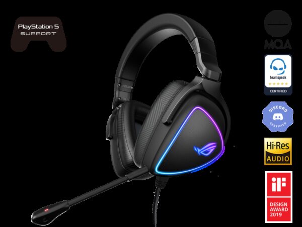 ASUS ROG Delta S Lightweight USB-C gaming headset with AI noise-canceling mic