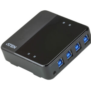 ATEN US3344 is a 4-port USB 3.1 Gen1 peripheral sharing device that allows users to share four USB devices between 4 different general computers by using USB 3.1 Gen 1 Type-B to Type-A cables.
