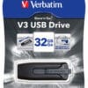 Verbatim 32GB V3 USB3.0 Grey Store'n'Go V3; Retractable USB Storage Drive Memory Stick – Verbatim USV-49173 USB3.0 Memory Thumb Drive Product Image