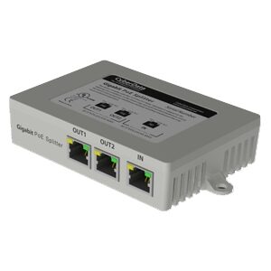 The CyberData 2-Port PoE Gigabit Port Mirroring Switch enables users of a network attached device to split a single 802.3af or 802.3at PoE powered Gigabit Ethernet port into two Gigabit Ethernet ports for diagnostics purposes while still maintaining a PoE connection to the attached device.