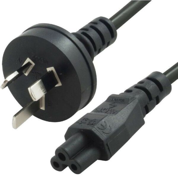 Power Cable from 3-Pin AU Male to IEC C5 Female plug in 2m