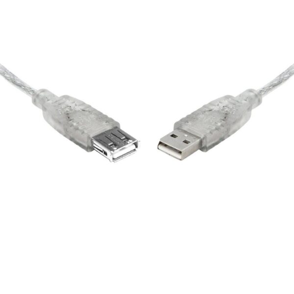 USB 2.0 EXTENSION A-A M-F TRANSPARENT METAL SHEATH CABLE 25CM
