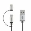 (LS) mbeat® 1m Lightning and Micro USB Data Cable - 2-in-1/Aluminmum Shell Crush-Proof/Nylon Braided/Silver/ Apple/Andriod Tablet Mobile Device – MBEAT CBMB-ICAB21-1S Phone