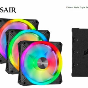 Give your PC spectacular lighting from any angle with the CORSAIR iCUE QL120 RGB PWM Triple Fan Kit