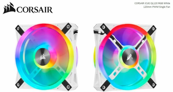 Give your PC spectacular lighting from any angle with a CORSAIR iCUE QL120 RGB PWM fan