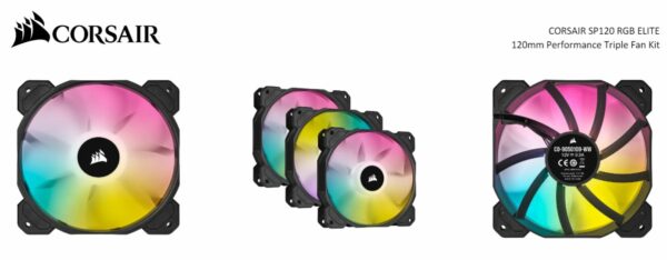 The CORSAIR iCUE SP120 RGB ELITE Performance Triple Fan Kit boasts eight bright